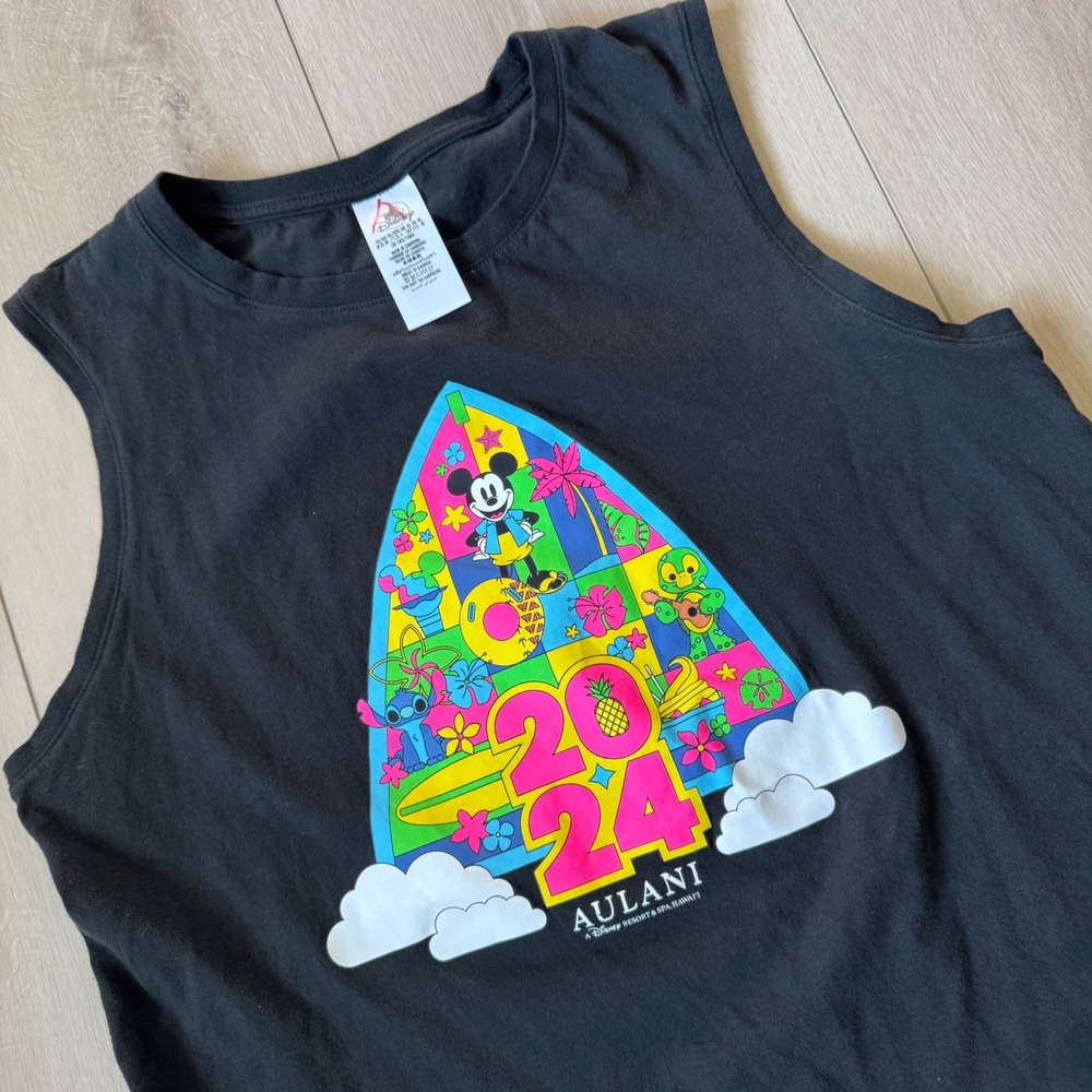 Disney Aulani Resort 2024 Black Tank Top Mickey‎ Stitch XL Extra Large